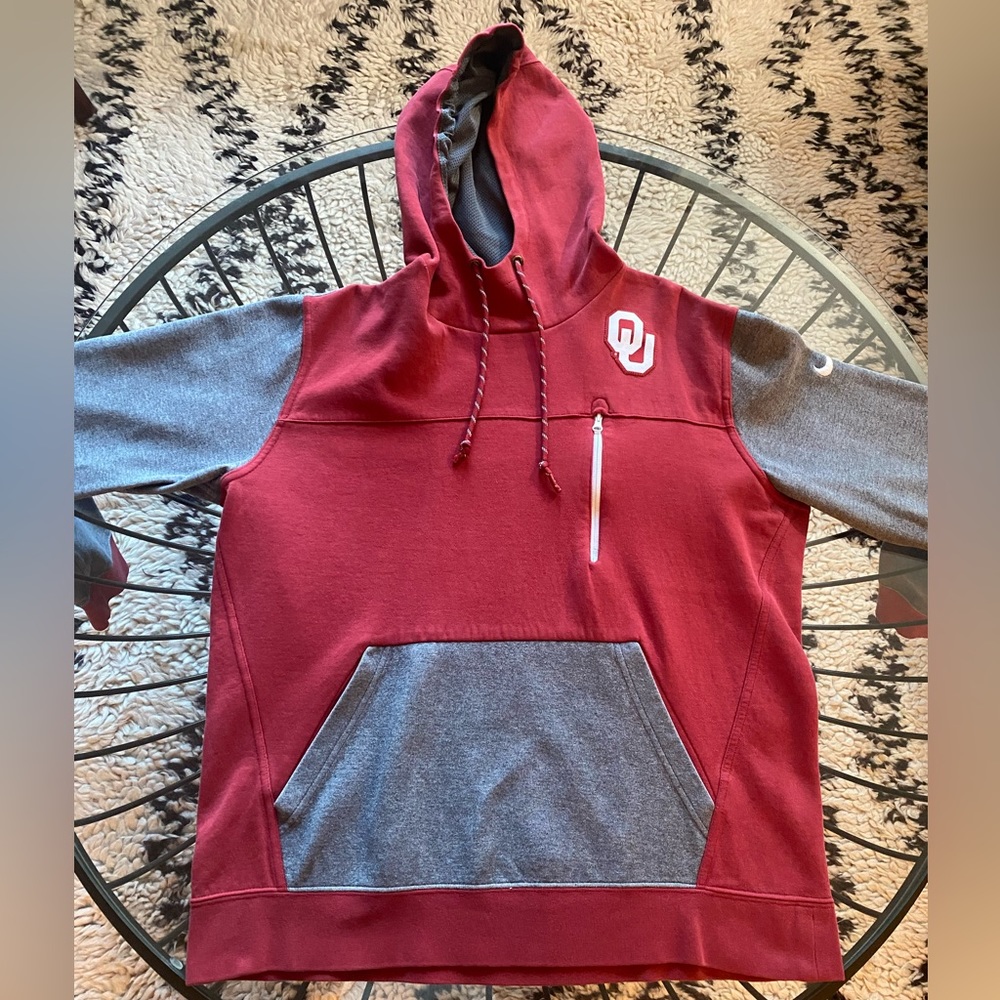 OU Sooners Large Nike Hoodie-Oklahoma Sooners Red and Gray Hoodie